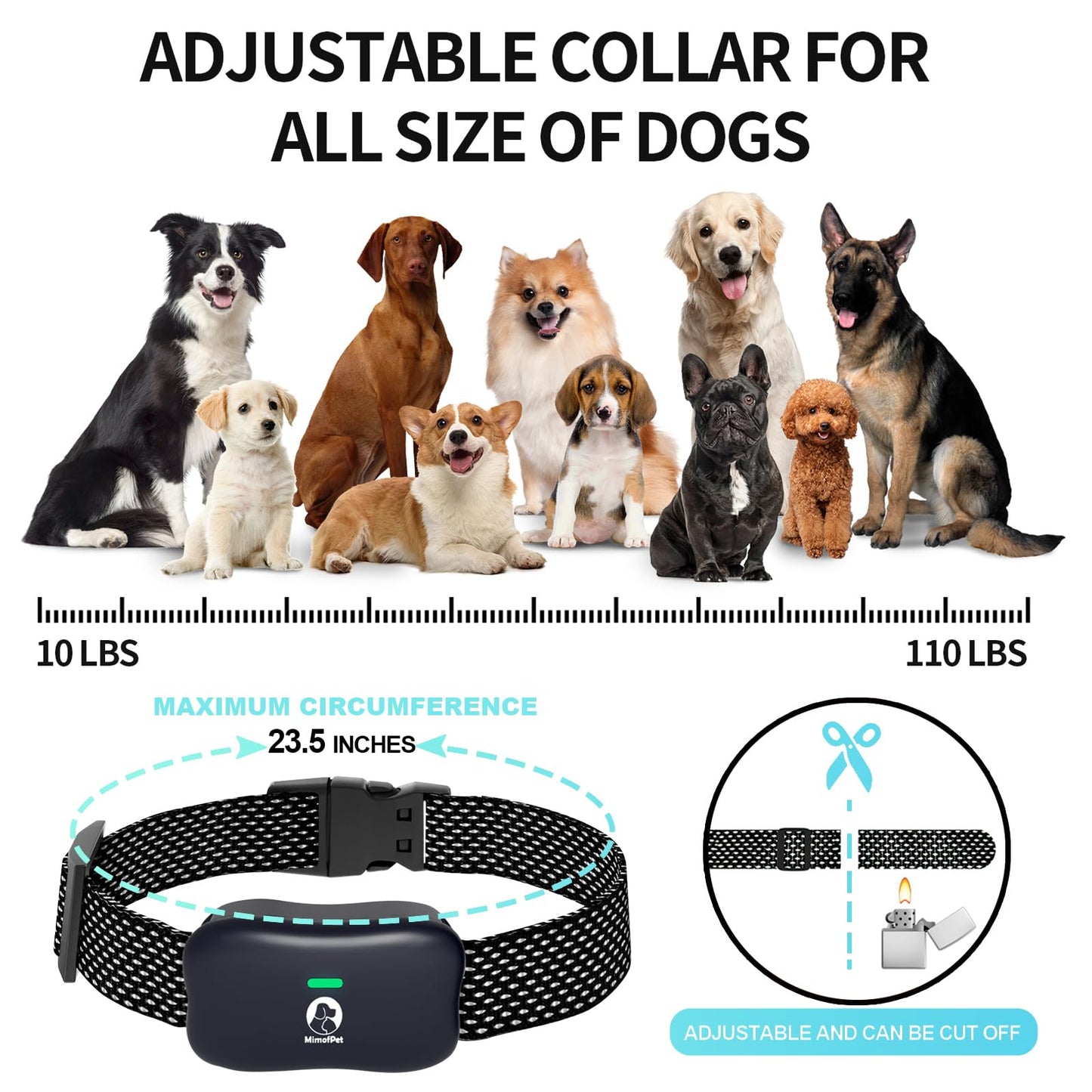 MIMOFPET Wireless Dog Fence for 2 Dogs - 25FT to 3500FT Electric Fence,185 Days Standby Time Training Collar,Pet Containment System with 3 Training Mode,Flash Light and Waterproof
