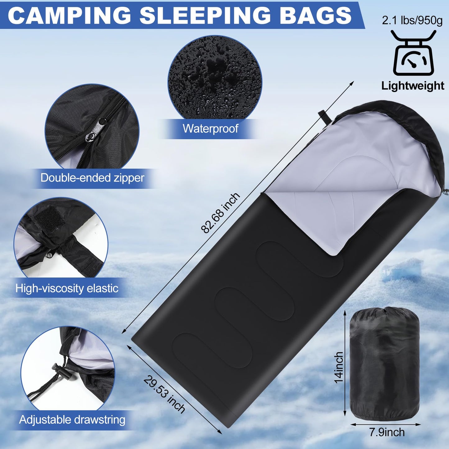 Chicingyou 8 Pcs Portable Emergency Thermal Blanket Camping Sleeping Bag Solar Rechargeable Flashlight Emergency Safety Whistle Gloves Scarf Socks Beanie Set for Camping Hiking Travel Hunting(Orange)