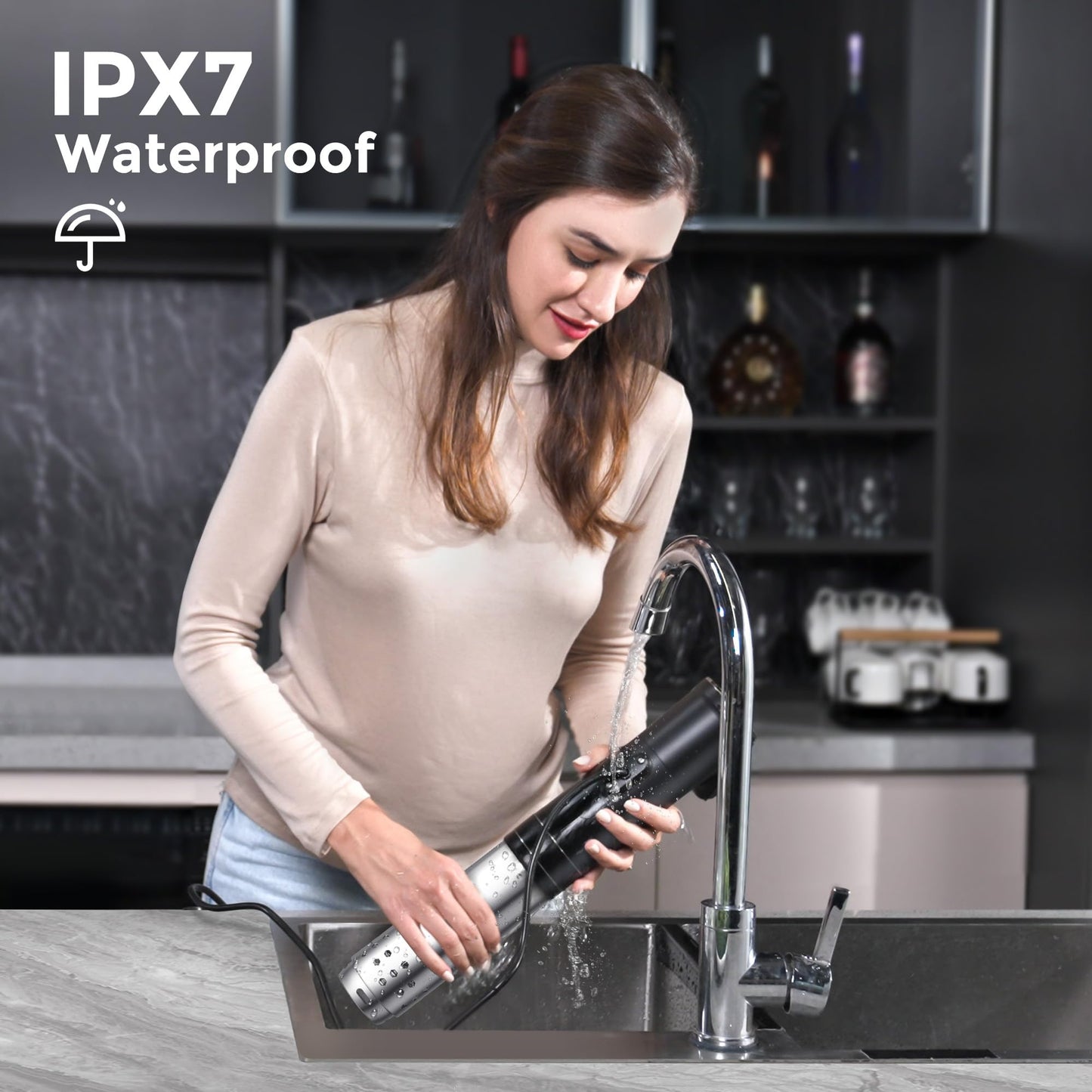 KitchenBoss WIFI Sous Vide Cooker: Ultra-Quiet Sous-vide Cooking Machine 1100 Watts Stainless Steel Immersion Circulator for Kitchen with TFT Preset Recipes (Black)