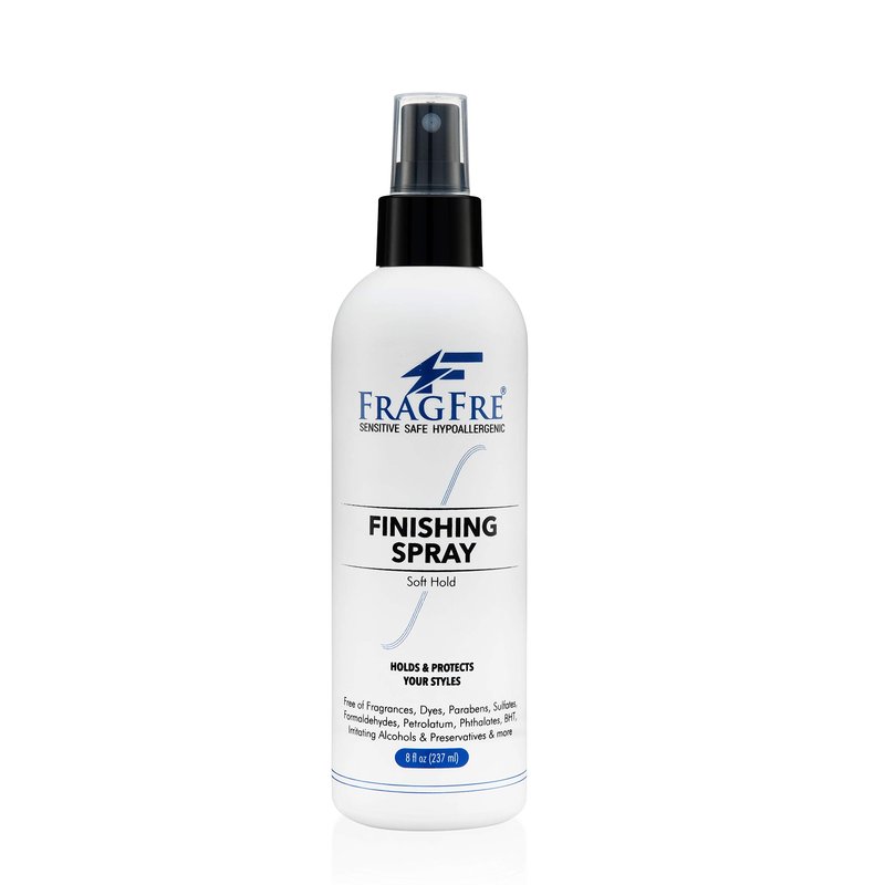 FRAGFRE Hair Finishing Spray 8 oz - Fragrance Free Flexible Soft Hold for Sensitive Skin Hypoallergenic Denatured Alcohol Vegan