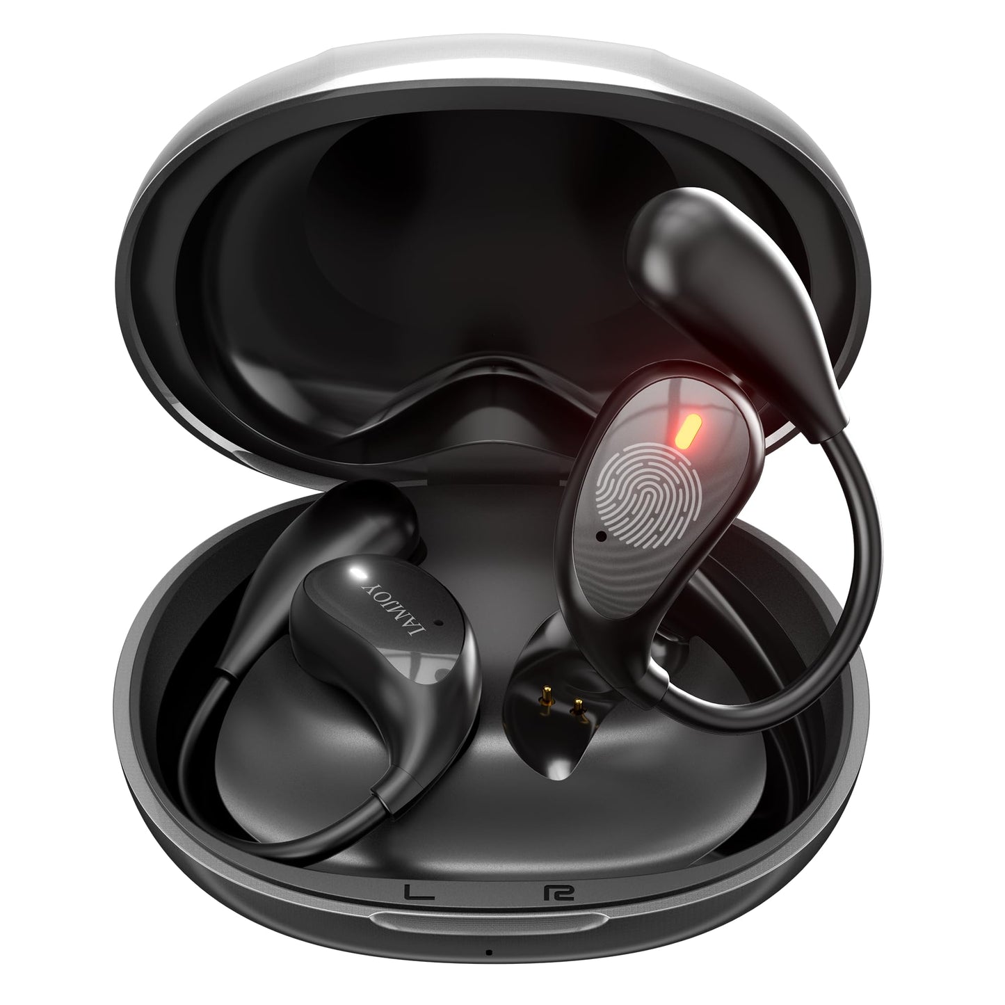 IAMJOY Language Translation Earbuds, 163 Two Way AI Translator Earbuds Language Translator OWS Earbuds Real Time 3-in-1 Online Translator Device with APP Fit iOS ＆ Android for Travel Business Learning