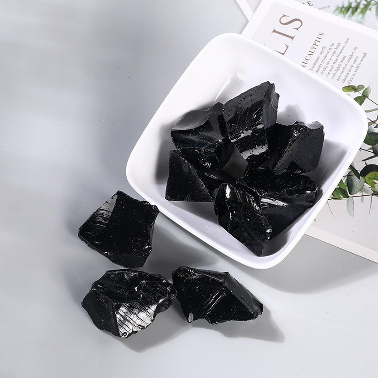 Black Obsidian Raw Crystals Healing Crystals Natural Rough Stones 1.2-2" for Tumbling, Fountain Rocks, Yoga, Meditation, Polishin, Gift 6