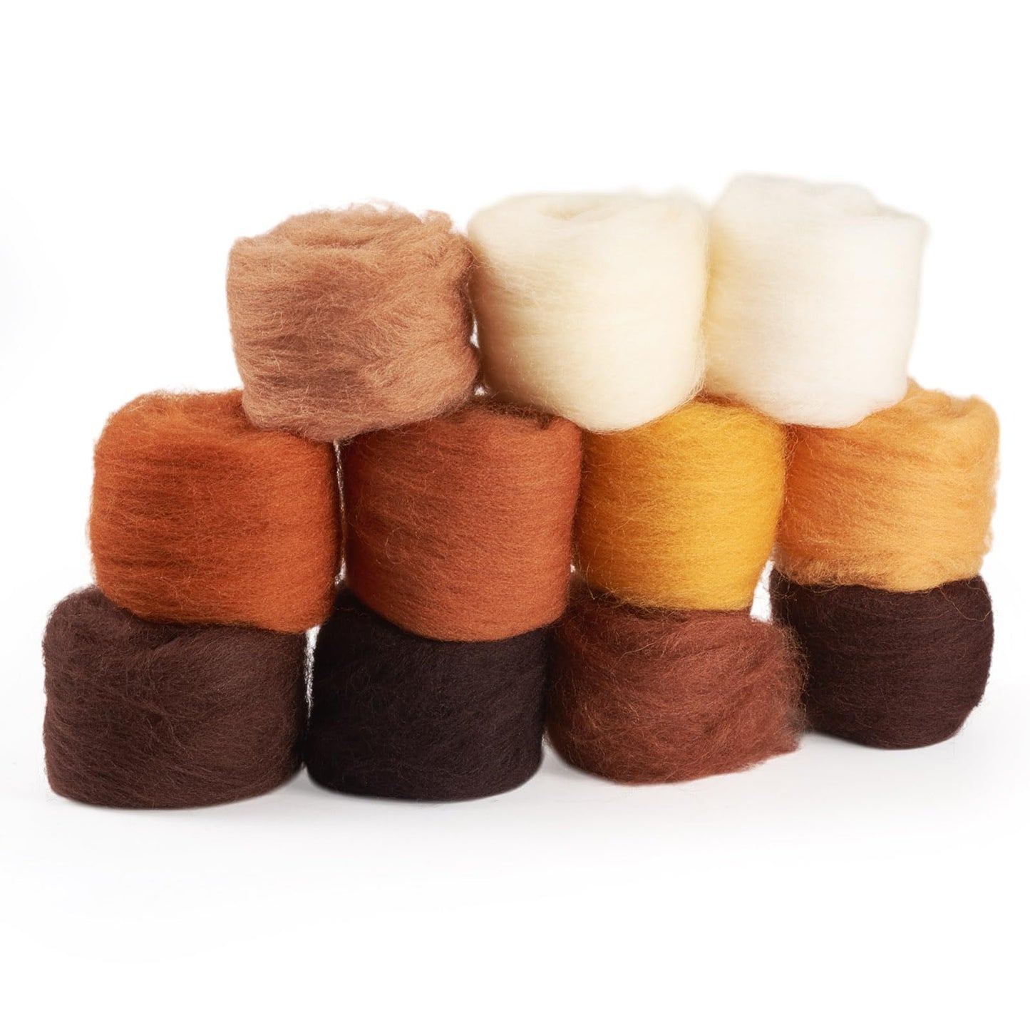 FASHEWELRY 1.94 OZ Fibre Wool Yarn Roving Brown Theme Nature Needle Felting Wool Roving Handmade Spinning Felt Kit for Felted Animal Needle Felting Supplies