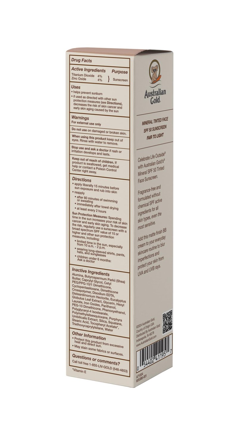 Austrailian Gold SPF 50 Tinted Face 2.f fl oz
