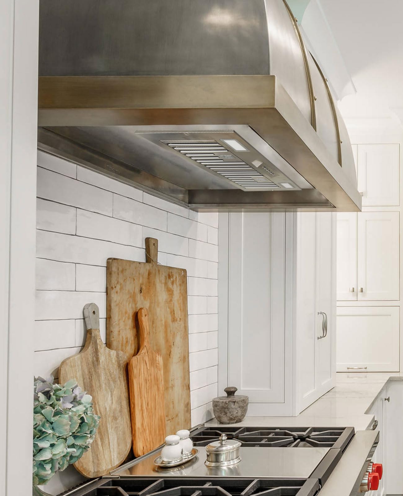 Akicon 30 Inch Range Hood Insert, Ultra Quiet Stainless Steel Ducted Insert/Built-in Kitchen Vent Hood with Powerful Suction, LED Lights and Dishwasher Safe Filters, 3-Speeds 600 CFM (NX-Hood 30)