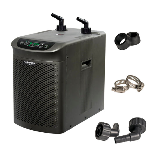 Active Aqua Hydroponic Water Chiller for Aquaponics, Plunge Baths and Aquariums, 0.25 HP - Portable Cooling System with Boost Function for 40-92 Gallon Reservoirs, Pure Titanium Evaporator Cooler