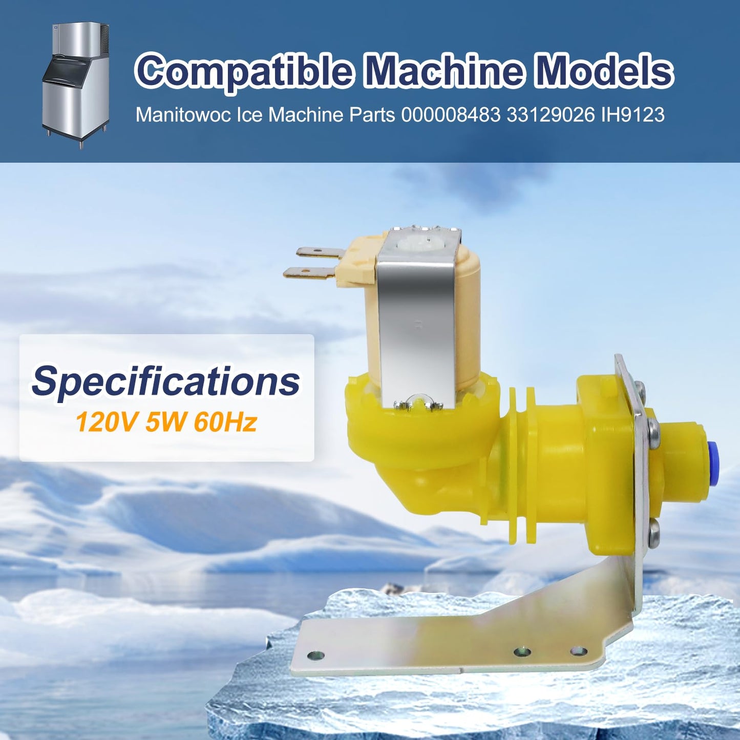 D.I.Accessa 000009120 000009123 Ice Machine Water Inlet Valve Assembly（OEM）for Manitowoc Ice Machine Parts 000008483 33129026 IH9123