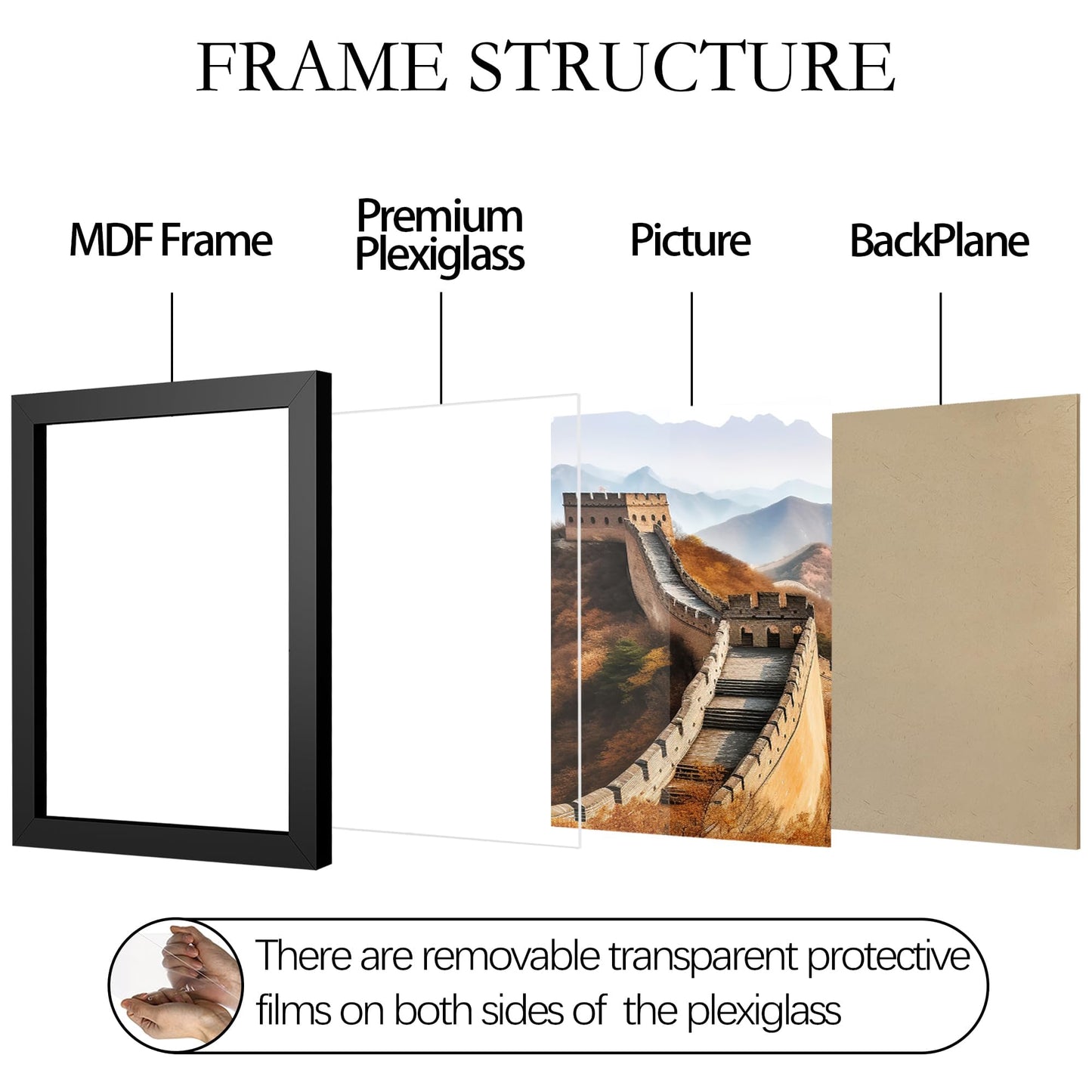 Picrit 11x14 Picture Frame, Photo Frame for Wall Mounting Display, Black