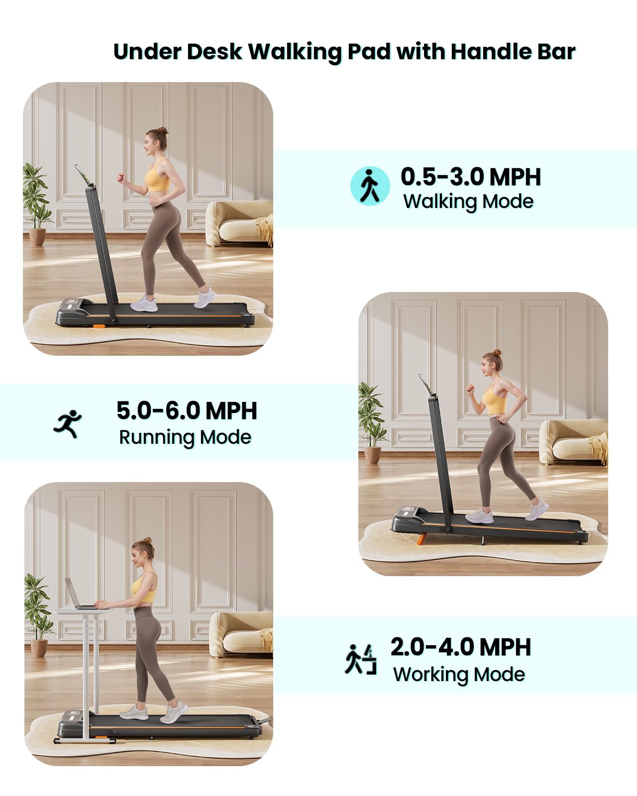 Abonow Walking Pad, Under Desk Treadmill with Incline for Home Office 2.5HP Portable Walking Treadmill with 265 Lbs Weight Capacity Walking Machine, Remote Control, LED Display, Light Black