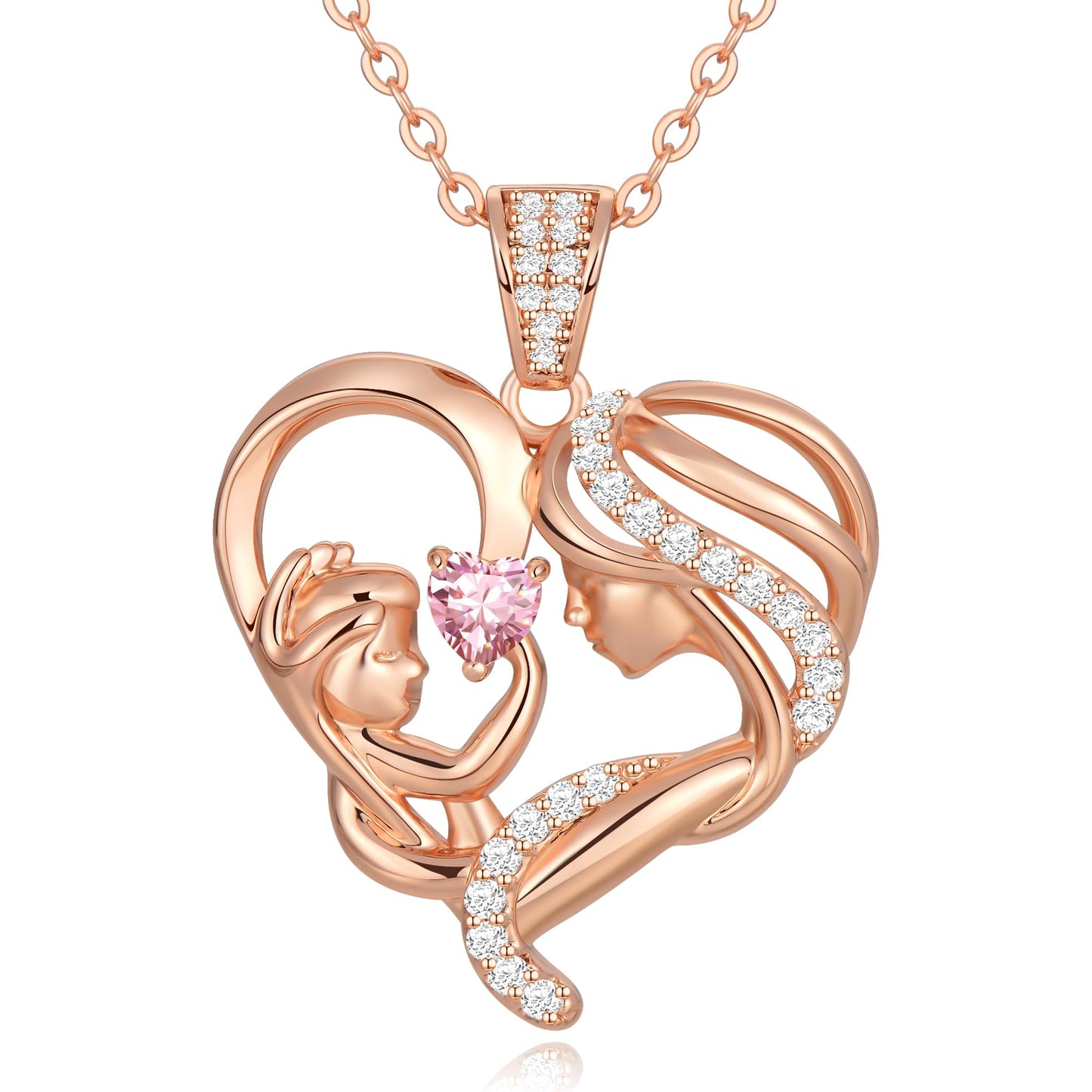 Zifeel Mothers Day Gifts for Mom Wife Her Grandma, S925 Sterling Silver Birthstone Necklaces Jewelry for Women, Mother's Day Love Heart Pendant Necklace for Anniversary Birthday Christmas Day