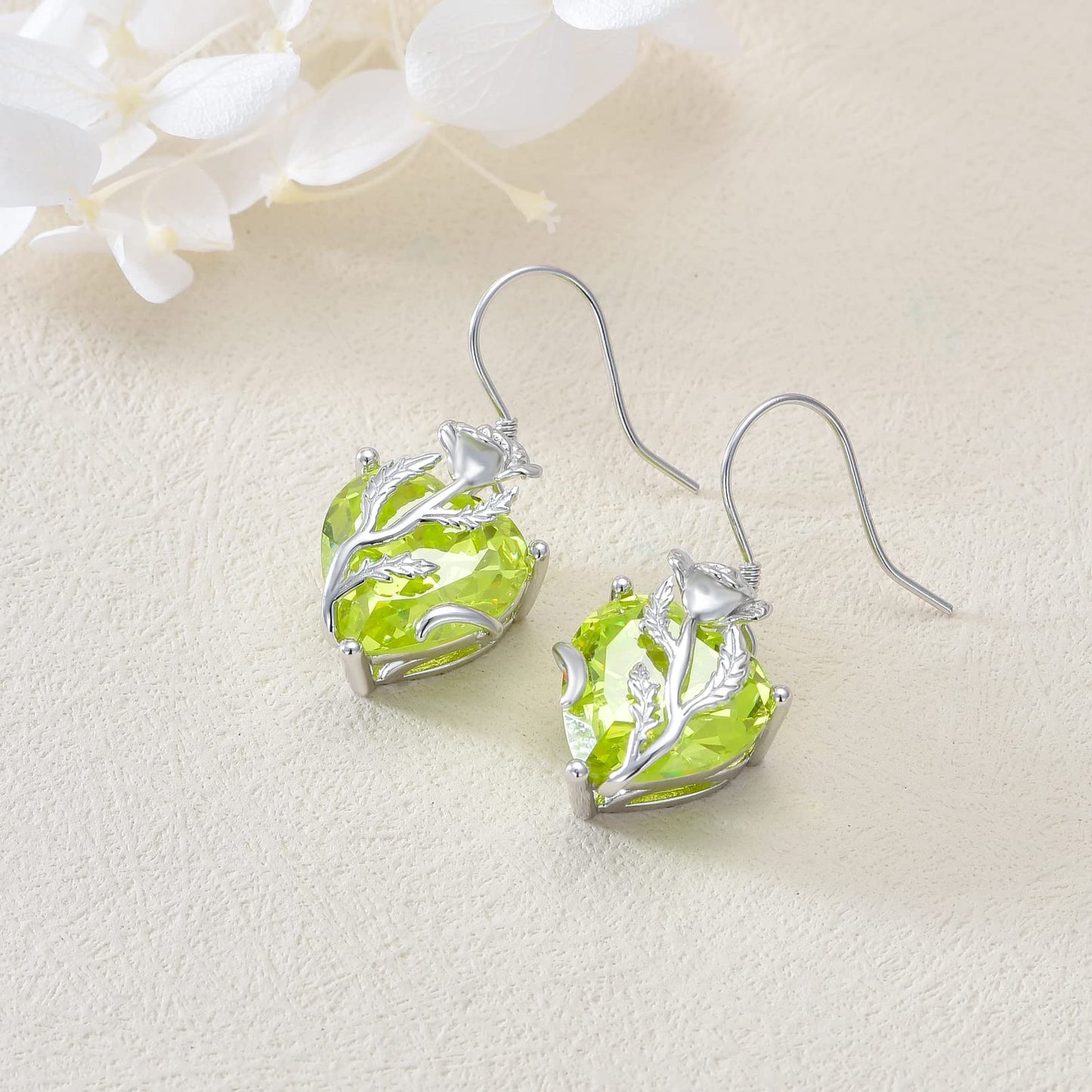 TOUPOP Peridot August Birthstone Earrings 925 Sterling Silver August Birth Flower Poppy Earrings Jewelry Birthday Mothers Day Gifts for Women Mom Her