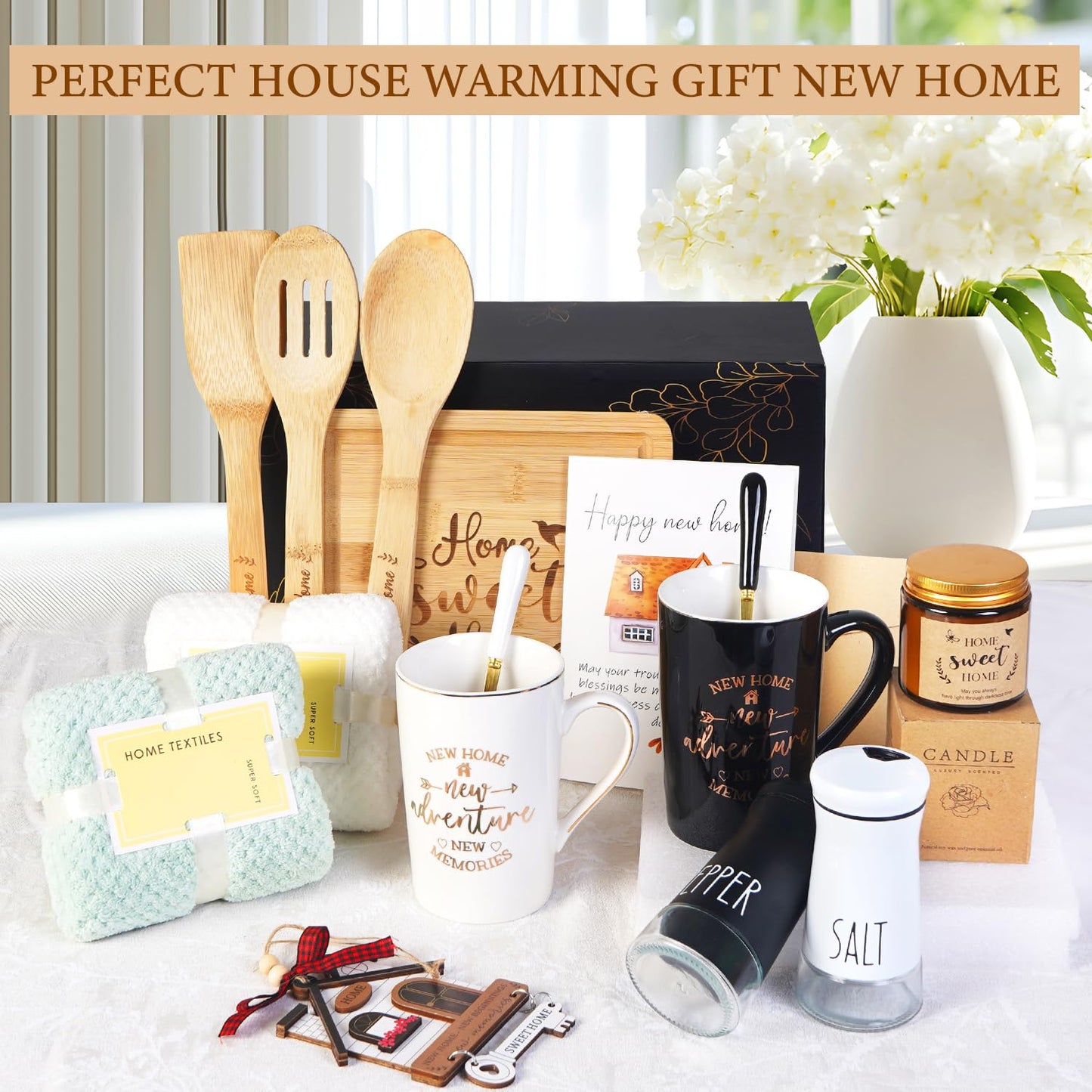 House Warming Gifts New Home,13 Pcs New Home Gift Ideas Basket,Personalized Housewarming Gifts for Homeowners,Closing Gifts for Home buyer,Couples Women,Men