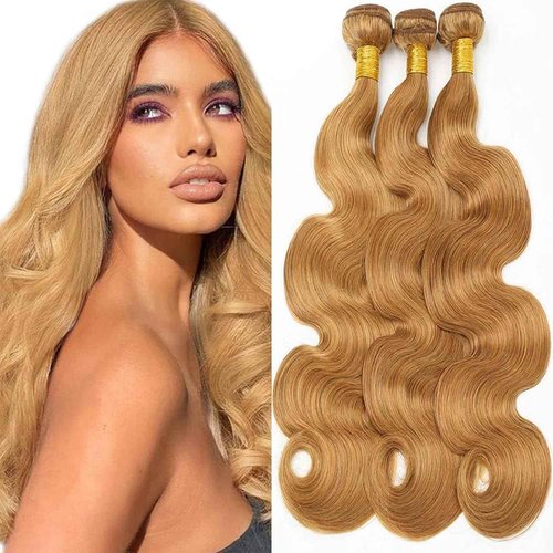 Habiliana Bundles Human Hair 18 20 22 Inch Body Wave Brown 27 Human Hair Bundles 11A Unprocessed Brazilian Virgin Quick Weave Hair Extensions for Black Women