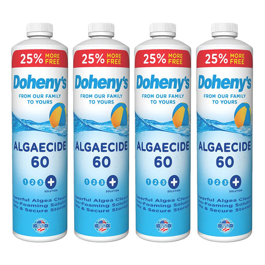Doheny's Algaecide 60 | Pro-Grade, Metal-Free & Non-Foaming | Prevents All Algae Types | No Stains or Clouding | Safe for Salt, Chlorine & Bromine Pools | Treats 160,000 Gallons | 4 x 40oz (160oz)