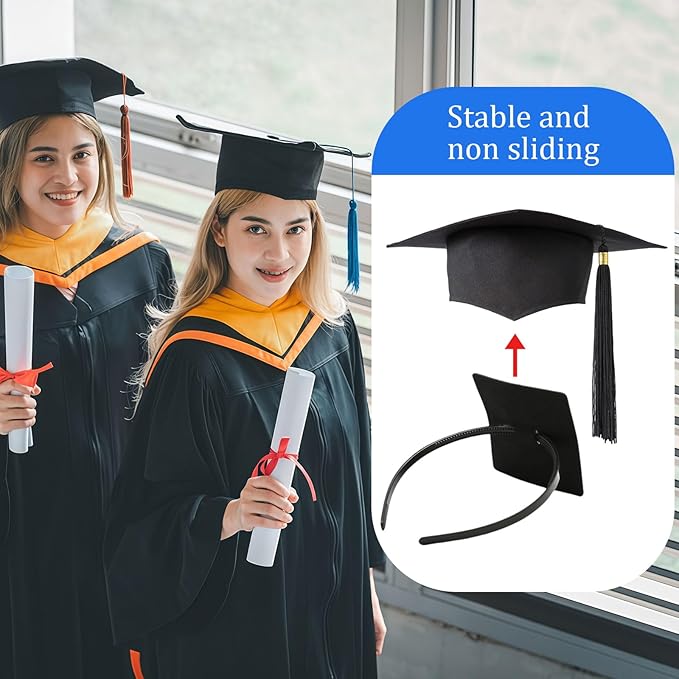 Graduation Cap Headband Insert, Grad Caps Headband Insert, Adjustable, Secures Cap and Keeps Hairstyle, Upgraded Interior Design, Simple and Practical Anti-Fall Hairband for Graduation