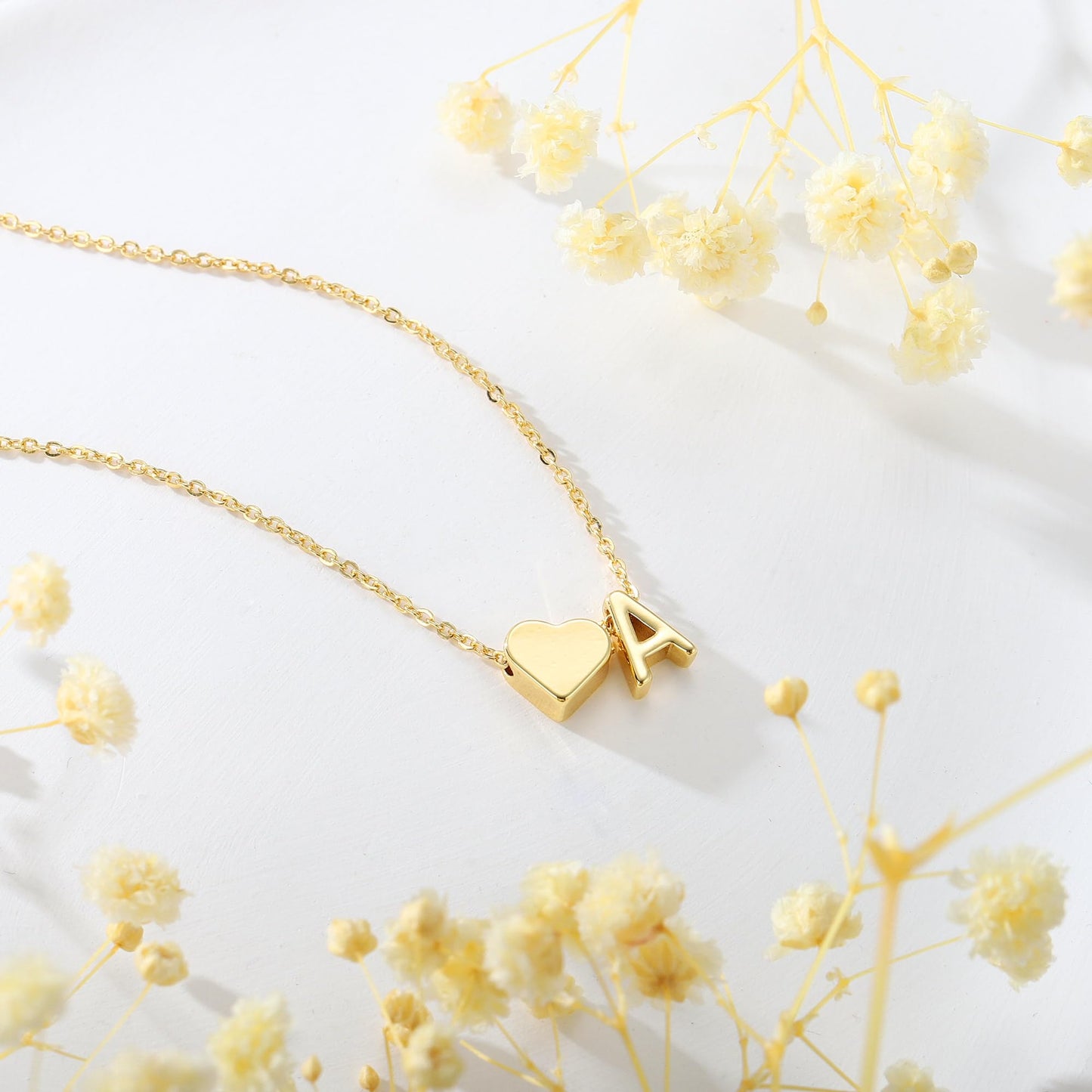 Turandoss Initial Necklaces for Women Trendy - Dainty 18K-Gold-Plated Tiny Heart Initial F Necklace Letter Jewelry Birthday Gifts for Women