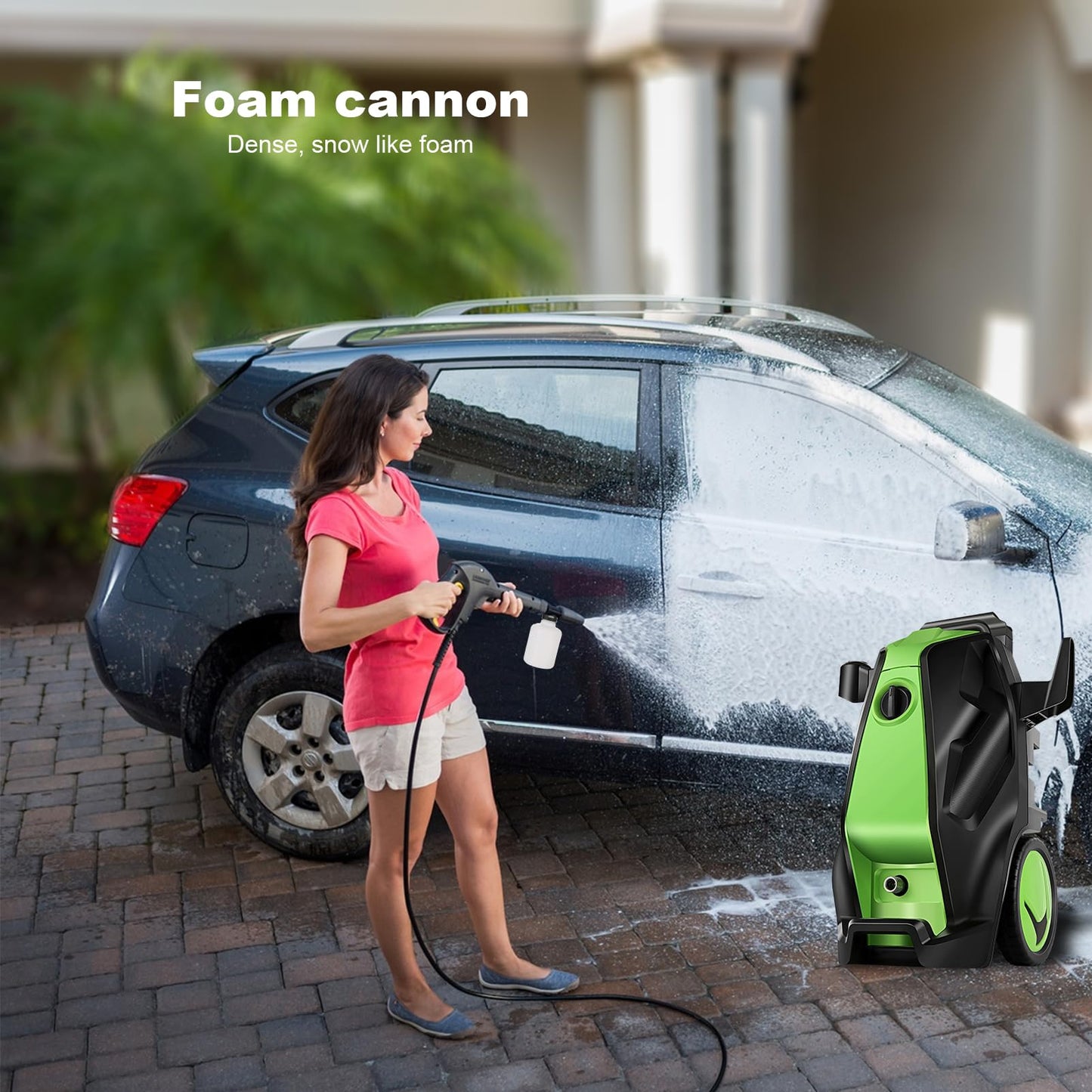 commowner 5000PSI Pressure Washer with 33FT Hose Power Washers Powered Professional High Pressure Washer Machine, Foam Cannon, 4 Tips, powerwashers for Home Cars, DGreen