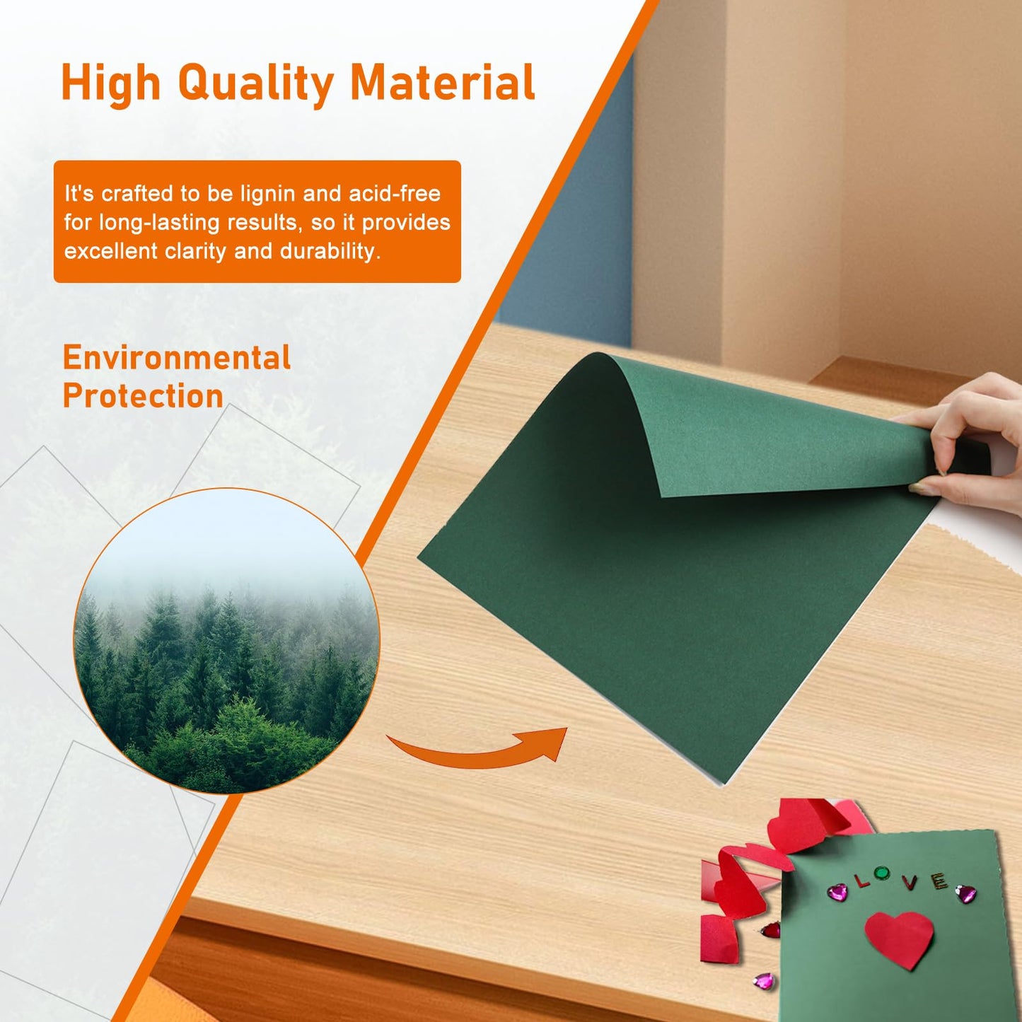 Guakicae 100 Sheets Dark Green Shimmer Cardstock 8.5 x 11 Scrapbook Paper, 92lb Premium Invitation Paper Card Stock for Wedding, Crafting, Greeting Cards, Making Cards, Birthday Decorations