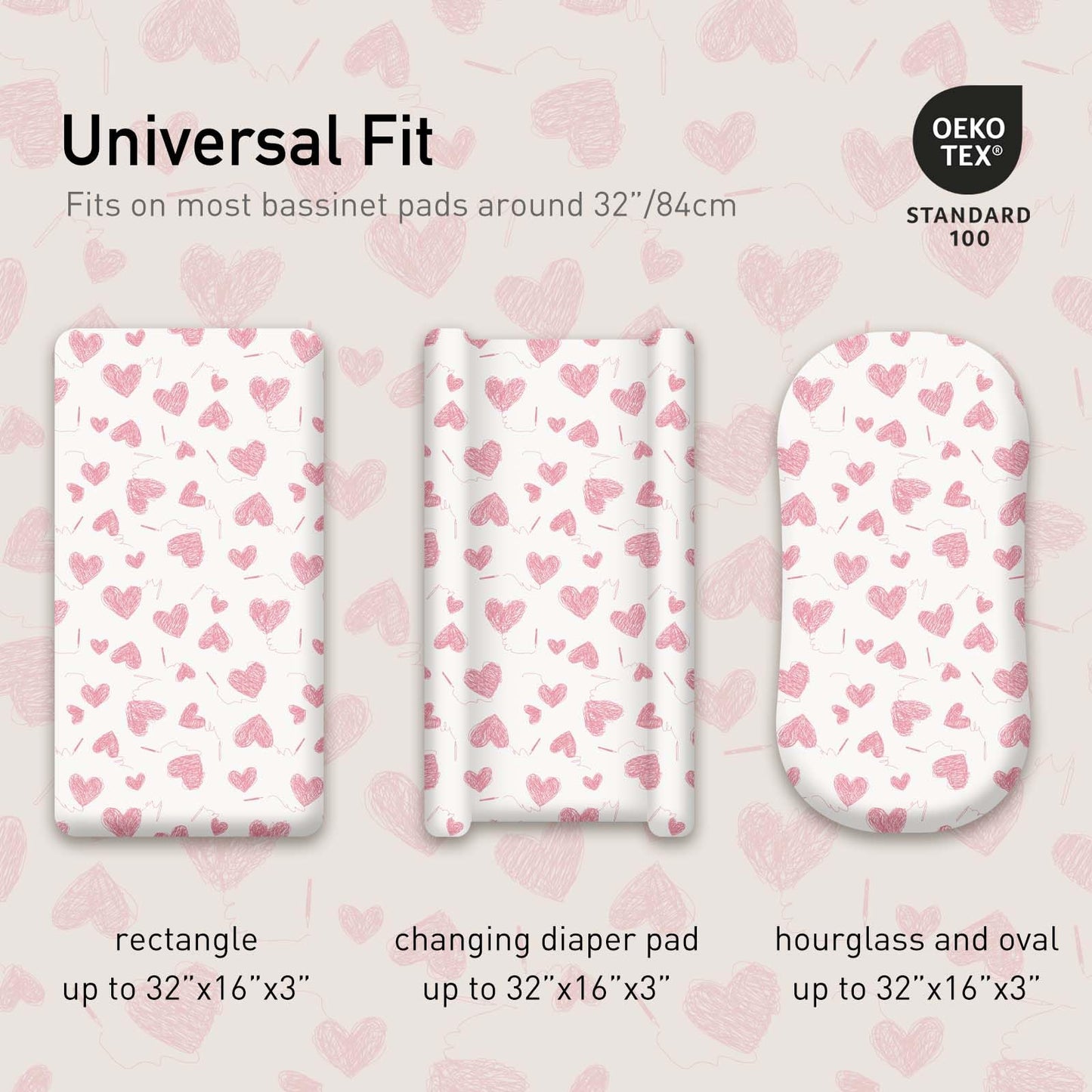 Gllquen Baby Bassinet Sheets 4 Pack, Breathable Cozy Fitted Mattress Sheet, Elastic Travel Crib Fashionable Floral Pattern, Standard Cradle Safe Sheets for Baby Boys Girls 32"x16"(Love)