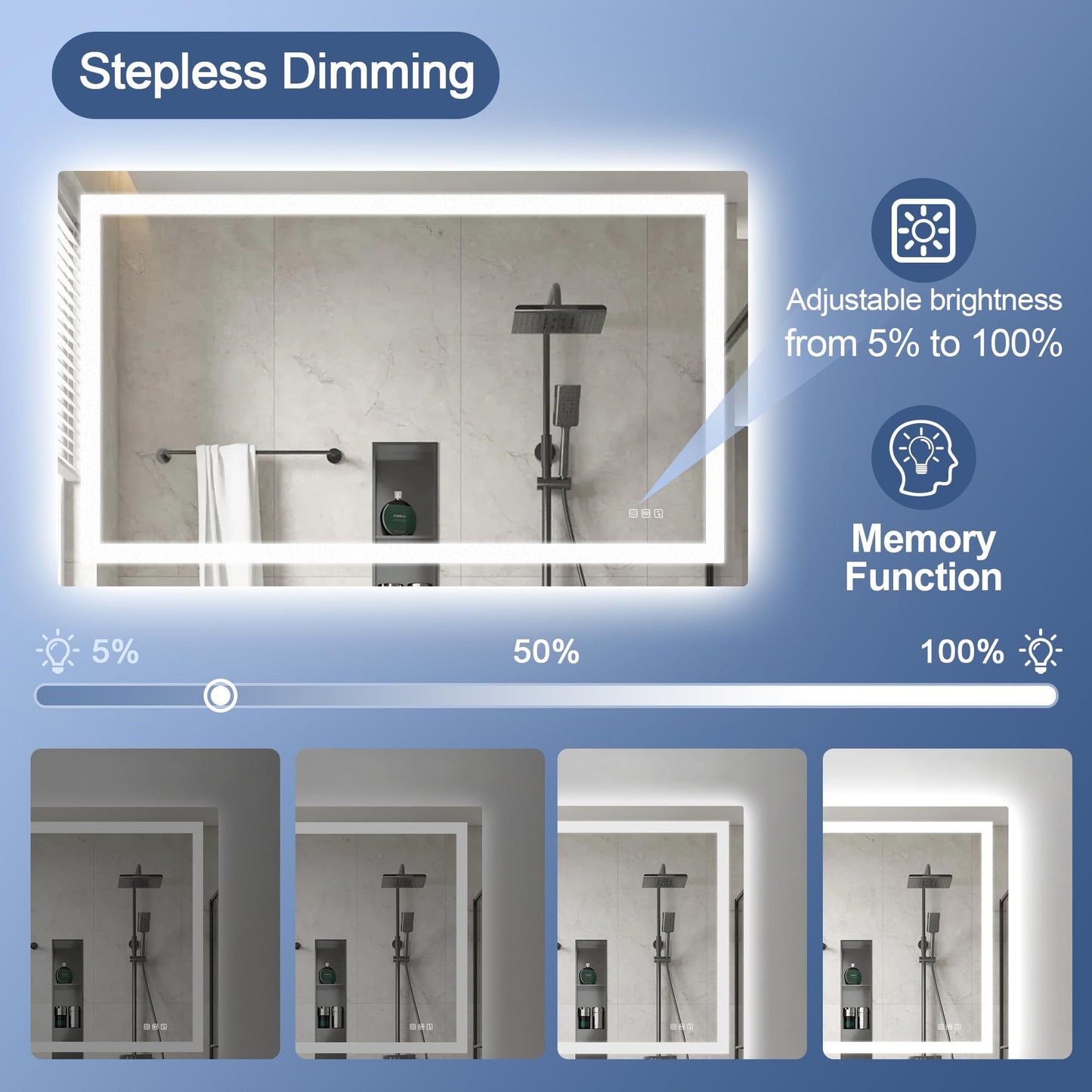STARLEAD Led-Bathroom-Mirror-with-Lights, 28"x36" Wall-Mounted with 3 Colors Dimmable Light, Bluetooth Speaker, Anti-Fog, Memory, Tempered Glass, Front & Backlit (Horizontal/Vertical)