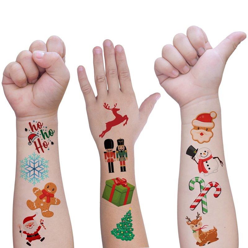 ArtCreativity Individual Christmas Tattoos for Kids - Set of 144-2 Inch Winter Holiday Temporary Tattoos in 12 Festive Designs - Classroom Christmas Party Favors and Stocking Stuffers For Kids