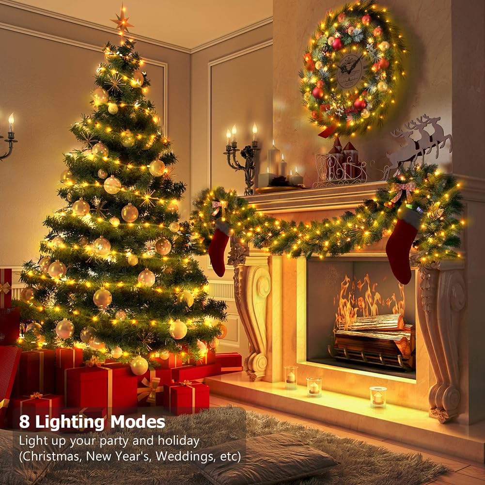4 Pack - 16.5ft Battery Operated String Lights, 50 LED Twinkle Fairy String Lights Battery Powered with Timer for Indoor Outdoor Christmas Trees Wreath Decoration Party Bedroom - Warm White