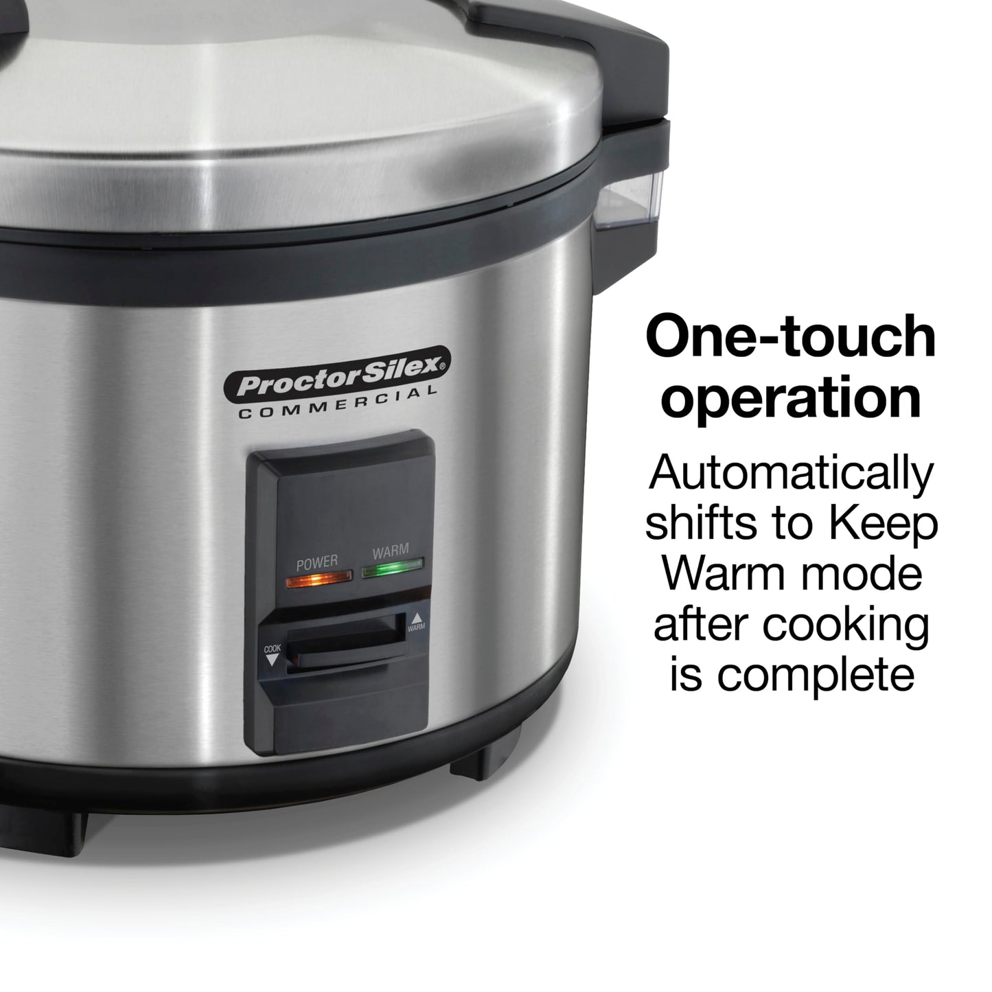 Proctor Silex Commercial 37540 Rice Cooker/Warmer, 40 Cups Cooked Rice Capacity, Nonstick Inner Pot, Hinged Lid, Stainless Steel Housing, Conforms to NSF