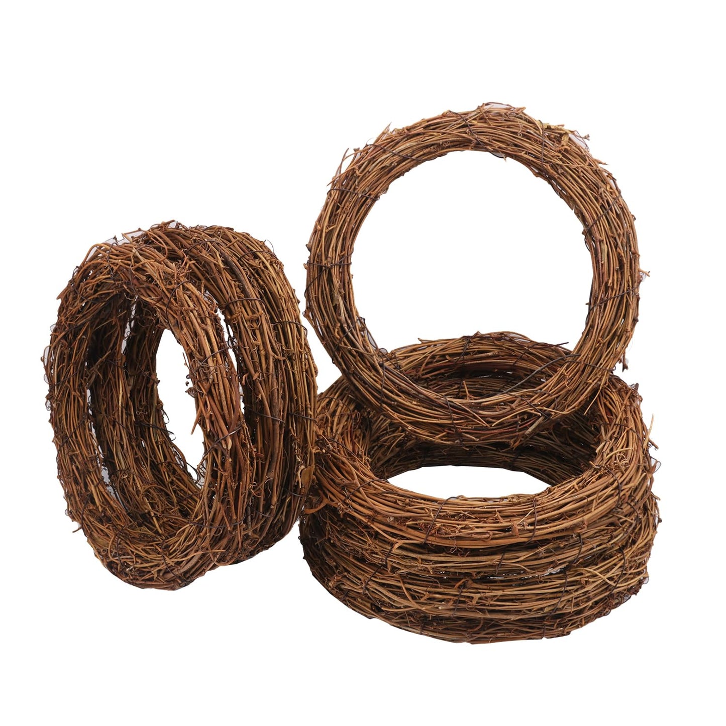 Yiksonyo 7 Pcs 10 Inch Natural Grapevine Wreath, Natural Rattan Wreath,Hand-Woven 10 Inch Vine Branch Wreaths, Perfect for DIY Crafts, Christmas Decorations, and Wedding Supplies