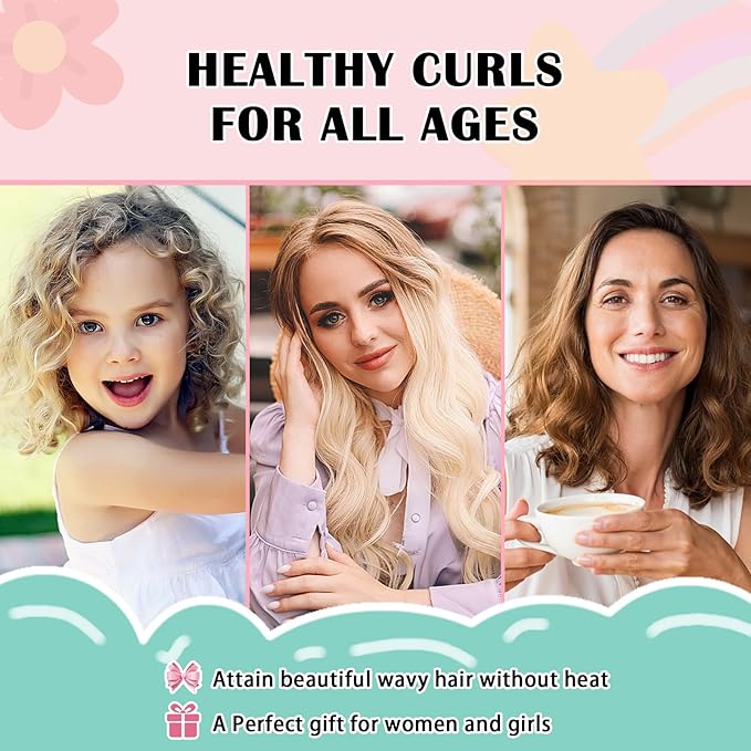Gwabee 9 PCS Satin Heatless Curls Overnight Hair Curlers to Sleep In Hair Curler Rollers No Heat Hair Wrap for Curls Headband, 70" Satin Heatless Curling Rod Set for Women Long Waves Hair Volume