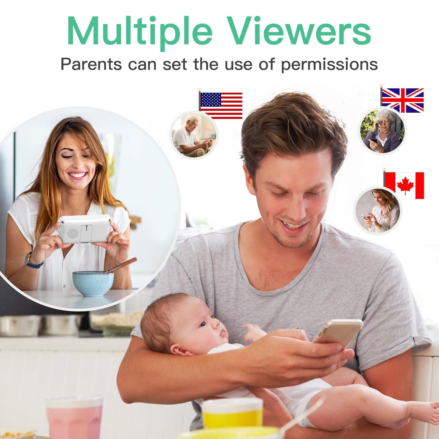 Simyke Smart Video Baby Monitor with Camera and Audio,Dual Mode,WiFi On/Off Switch,2.8inch Display,App,1080p Camera,1500ft Long Range,Night Vision,2-Way Talk,AI Baby Growth Album Function