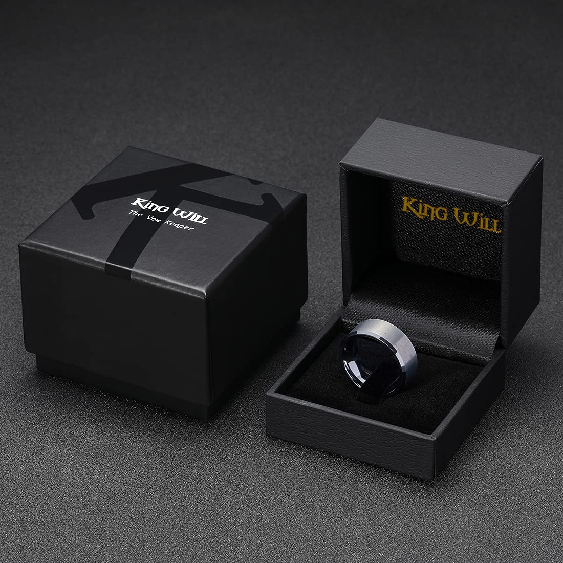 King Will Silver 9mm Men's Wedding Ring - Brushed Matte Finish, Beveled Polished Edge, Comfort Fit Size 15