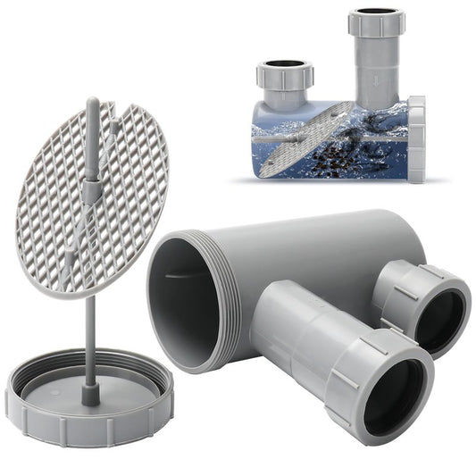 LukLoy 2 Pack Universal Salon Hair Trap P Trap for Shampoo Bowl Sink, 1-1/2" PVC Catch Chamber for Barber Backwash Sink, Beauty Barber Salon Equipment, Secure Fit, Easy Clean, Grey
