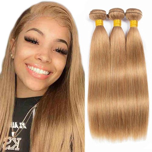 Habiliana Bundles Human Hair 22 24 26 Inch Straight Brown 27 Human Hair Bundles 11A Unprocessed Brazilian Virgin Quick Weave Hair Extensions for Black Women