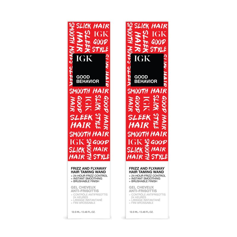 IGK Taming Wand Duo – Flyaway & Frizz Control Stick Set for Sleek Hair, Portable Finishing Balm for Smooth, Polished Styles – Vegan, Cruelty-Free, 0.27 oz Each (2-Pack)