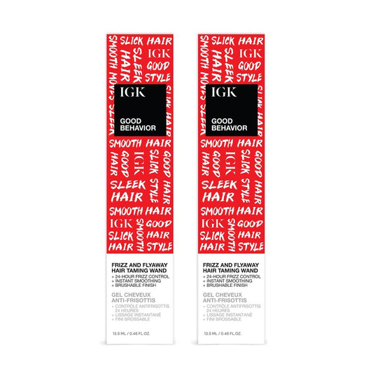 IGK Taming Wand Duo – Flyaway & Frizz Control Stick Set for Sleek Hair, Portable Finishing Balm for Smooth, Polished Styles – Vegan, Cruelty-Free, 0.27 oz Each (2-Pack)
