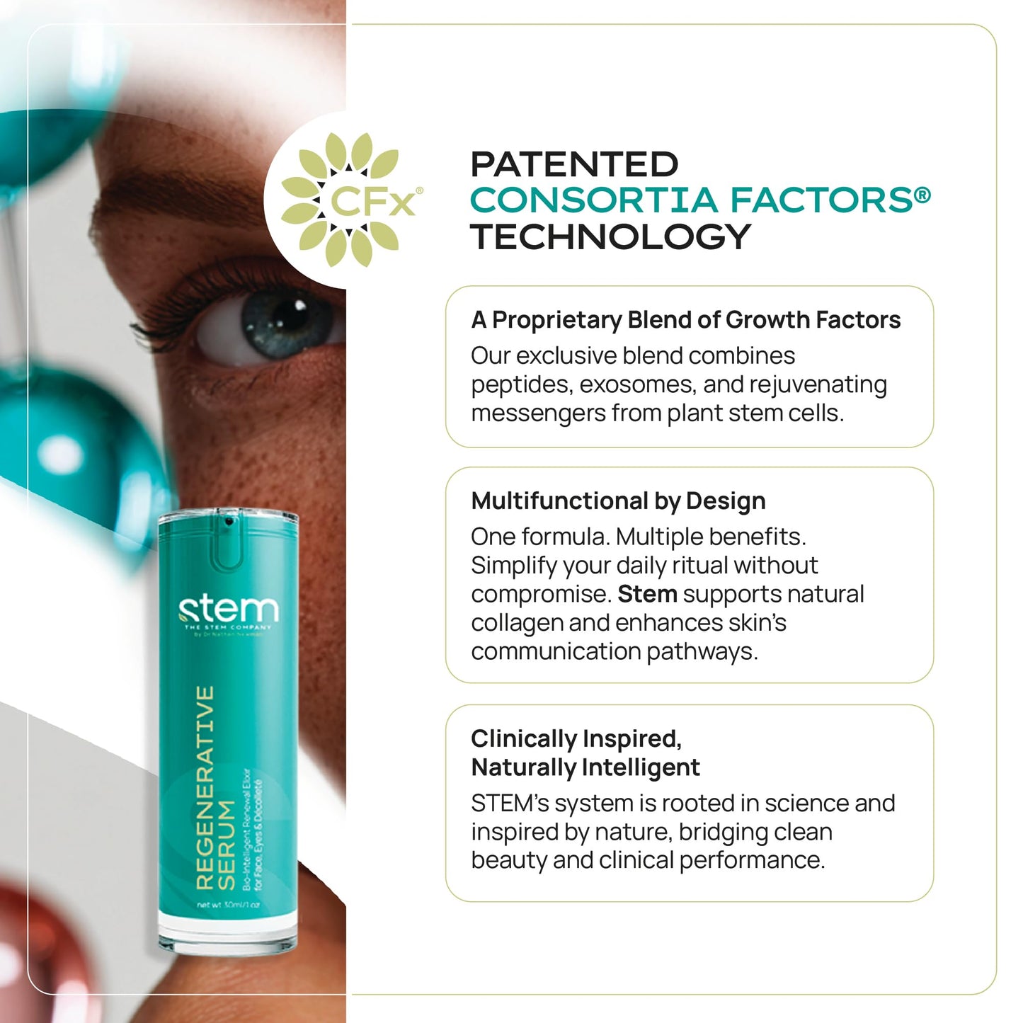 ReGenerative Plant Stem Cell Anti-Aging Face Serum, Hyaluronic Acid, Gluconolactone & Glycoproteins, Exosome-Inspired, Peptide-Like Skin Tightening & Firming Formula, 1oz