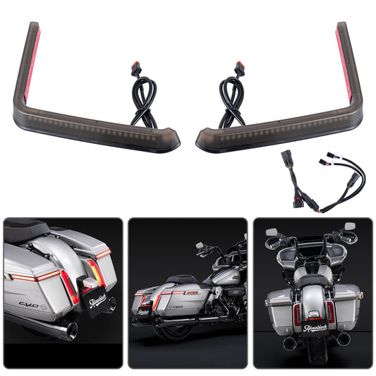 Advanblack 2024 Road Glide Saddlebag Lights LED Hy-per Tail Light Fit for 2023.5-2025 Harley Touring FLH - Smoked - Running/Brake Sequential Red Turn Signals