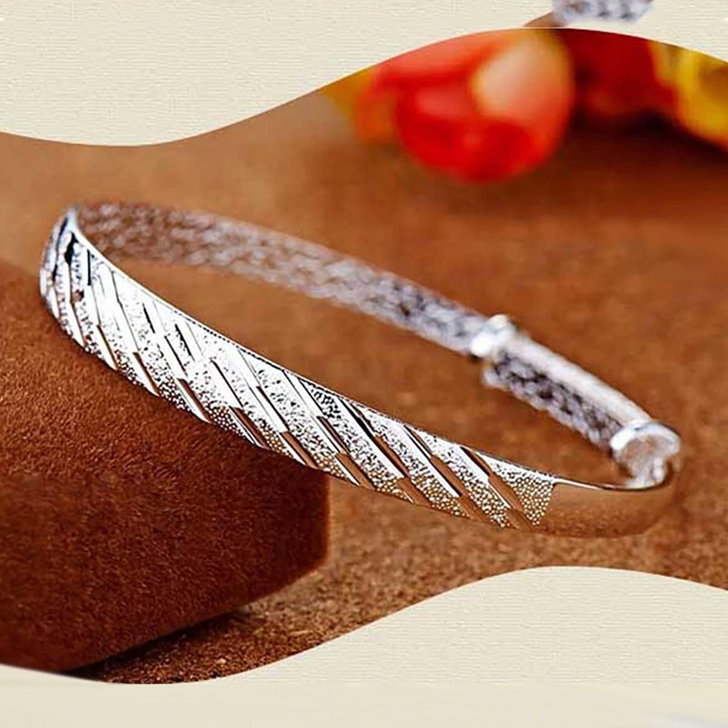 925 Sterling Silver Plated Cuff Bangle Bracelets for Women Fashionable Glitter Star Bangle Bracelet Open Adjustable Wide Cuff Bracelet for Teen Girls Fashion Jewelry (silver H) Gifts for Lovers