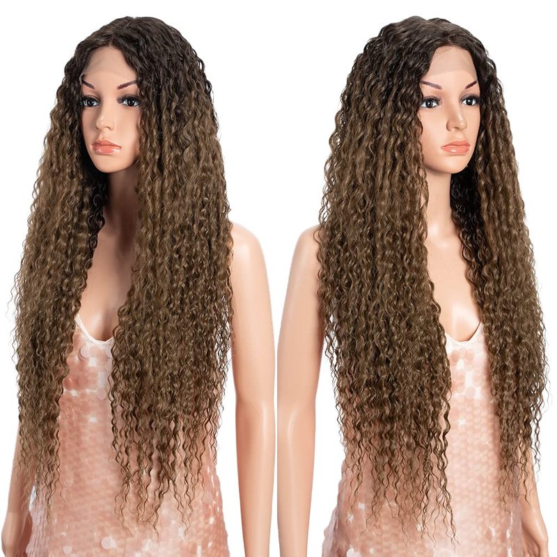Style Icon 30" Long Curly Wig Ombre Lace Front Wig for women Heat Resistant Replacement Wig Density 130% Synthetic Wig (30 Inch, TT6/30W)