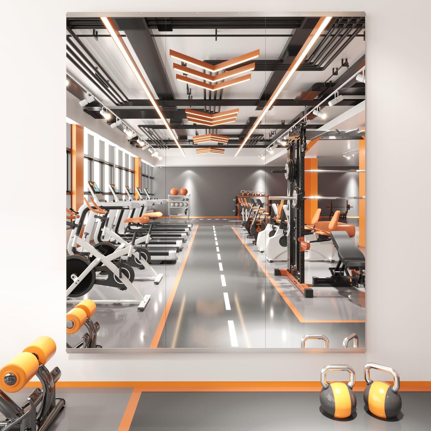 Peegel Home Gym Mirror - 56''x16''(3PCS) Large Frameless Tempered Glass Workout Mirrors for Home Gym Wall,Yoga,Garage,Dance