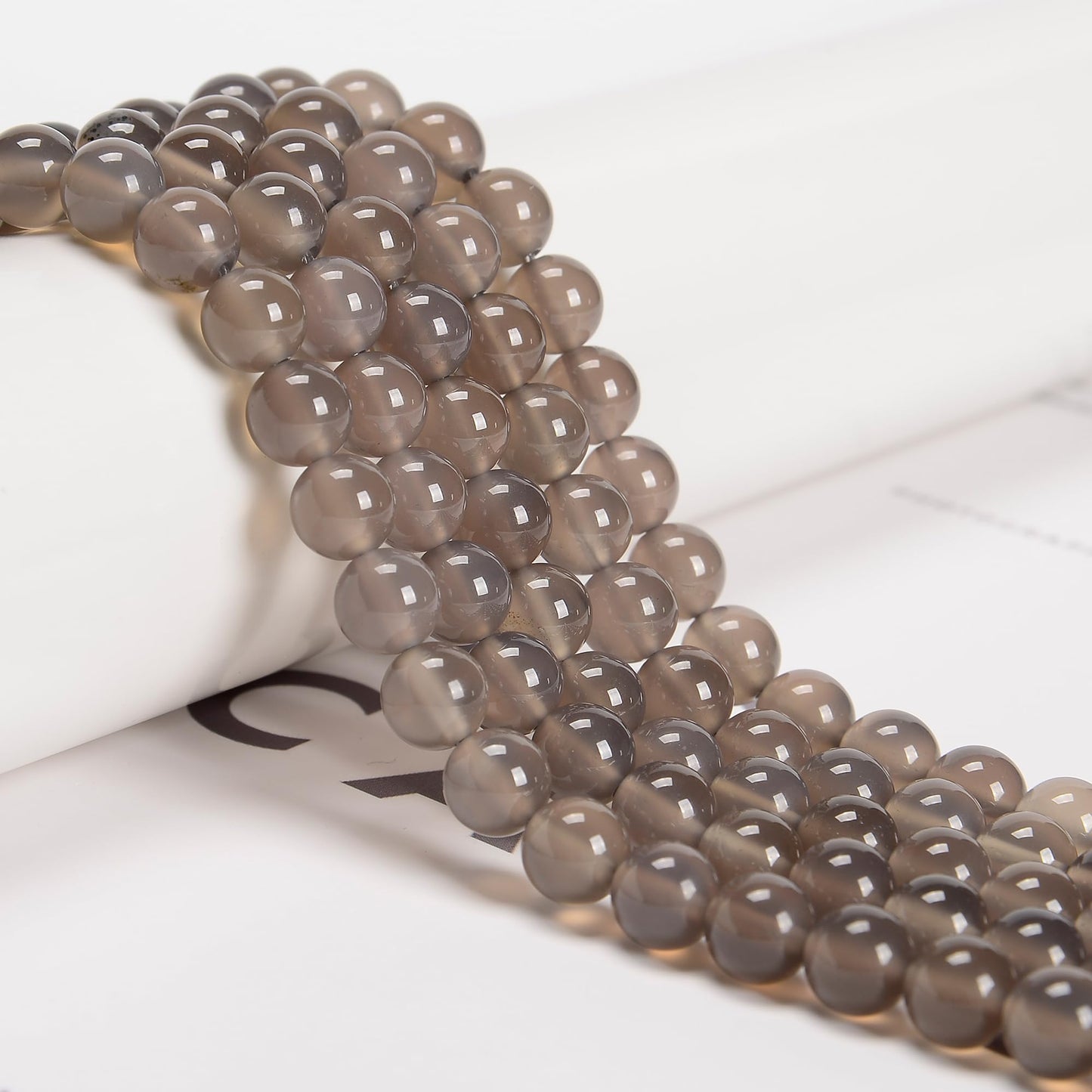 48Pcs 8mm Grey Agate Natural Round Loose Real Stone Beads Gemstone Genuine for DIY Hand Made Craft Jewelry Bracelet Earring Necklace String Making Energy Healing Power
