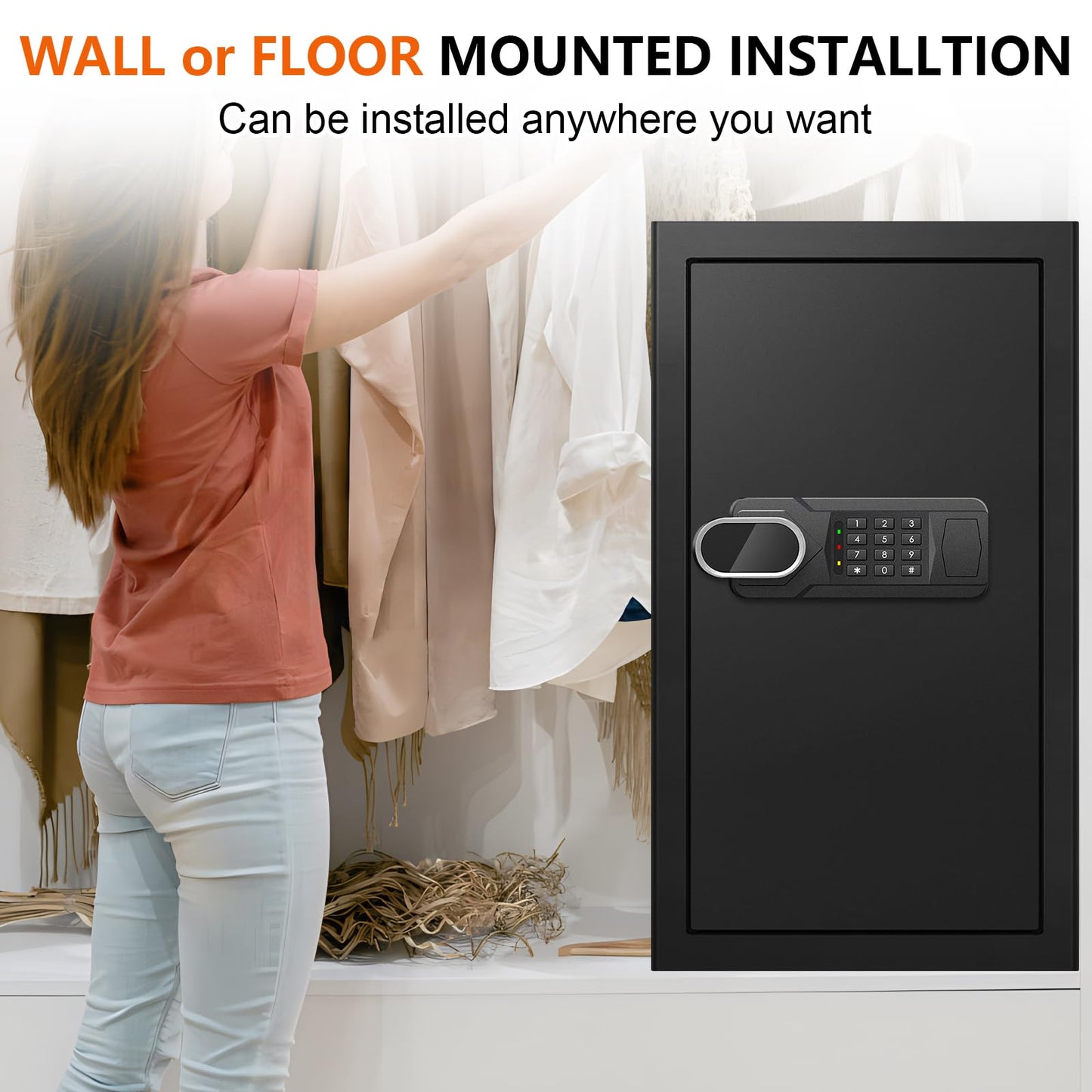 6.0 Cuft Large Fire and Waterproof Safes for Home, Anti-theft Fireproof Lock Box with Digital Keypad, Removable Shelves and Alert System, Personal Fire Proof Safe for Home Documents Valuables