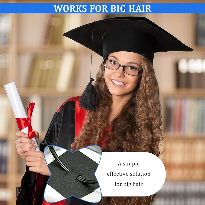 Pvoiue Graduation Cap Headband Insert, Grad Caps Headband Insert, Adjustable, Secures Cap and Keeps Hairstyle, Upgraded Interior Design, Simple and Practical Anti-Fall Hairband for Graduation