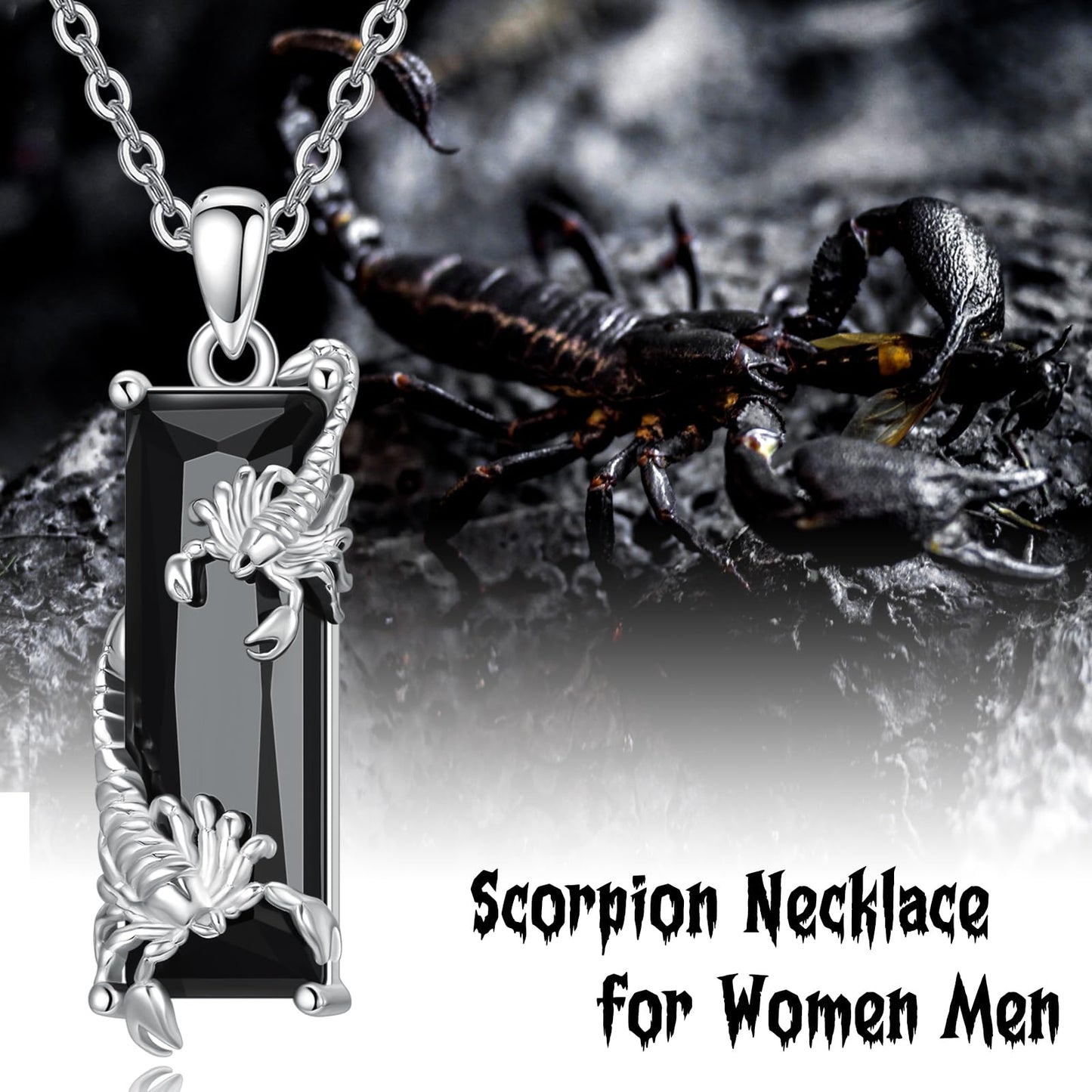 Prime 2025 Scorpion Necklace 925 Sterling Silver Scorpion Zodiac Constellation Pendant Black Crystal Animal Jewelry for Men Women