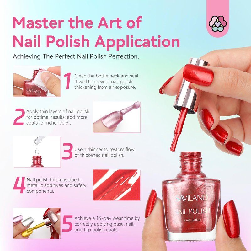 SAVILAND Nail Polish Set - 24 Colors Quick Dry Fingernail Polish Non Gel with Base Top Polish for Fingernail Toenail French Acrylic Art DIY