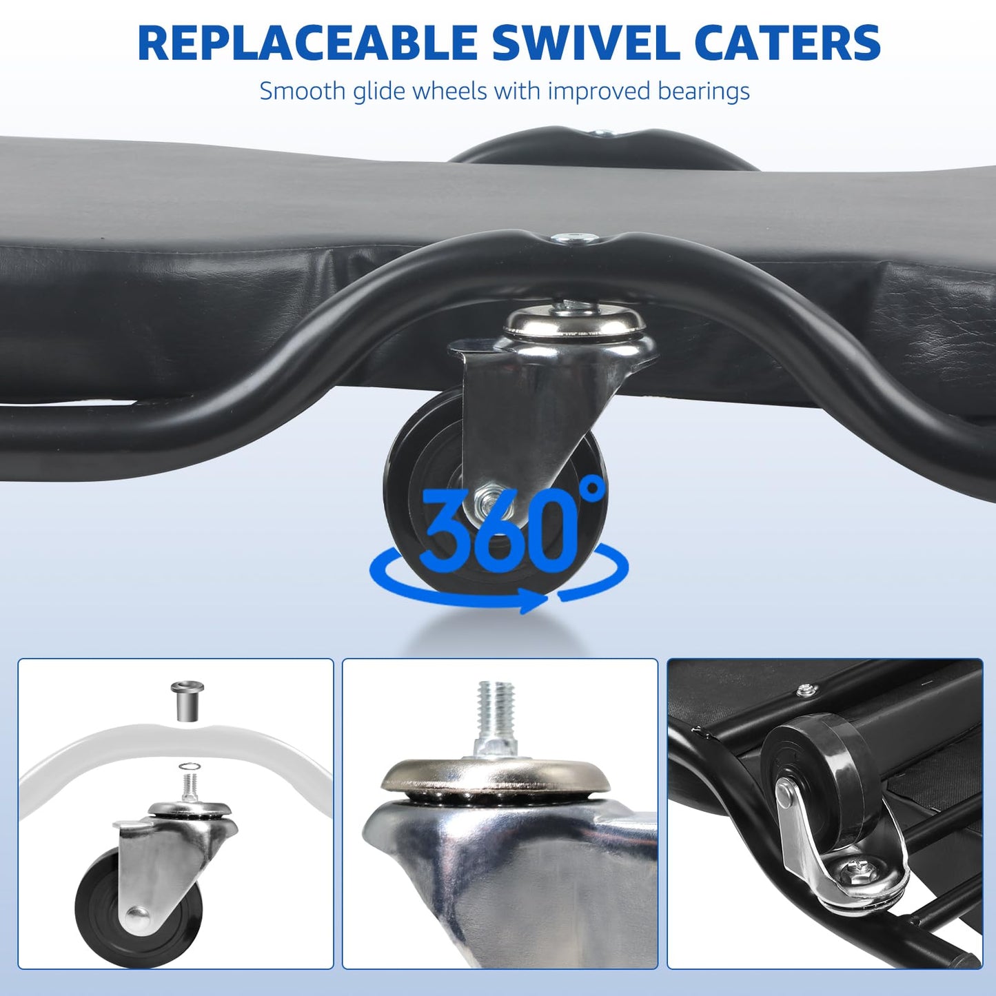 HKTE 44 inches Heavy Duty Garage Creeper, Low Profile Design, Durable Metal Frame, Comfortable Pillow