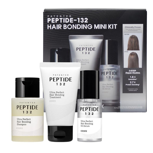 COSRX PEPTIDE-132 Hair Bonding Mini Kit – Travel-Size Shampoo & Treatment + Full-Size Oil Serum, Keratin Treatment Hair Gift Set for Damaged, Dry Hair, Scalp Treatment for Dandruff, Dry & Itchy Scalp