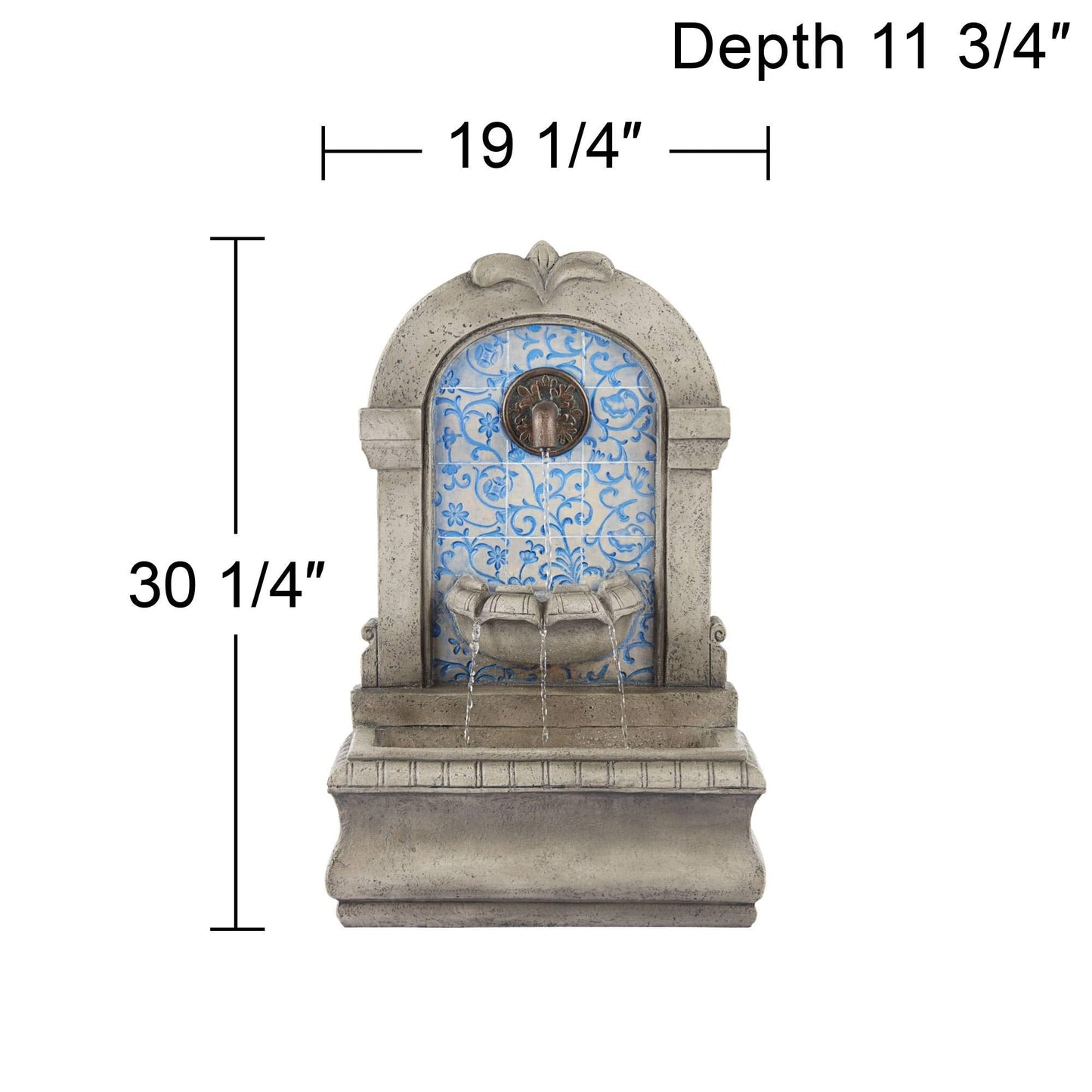 Manhasset 30 1/4" High Large Italian Outdoor Decor Blue Faux Stone Floor Fountain Standing Waterfall Tiered Cascading Water Feature for Outside Garden Patio Yard Backyard Porch Deck - John Timberland