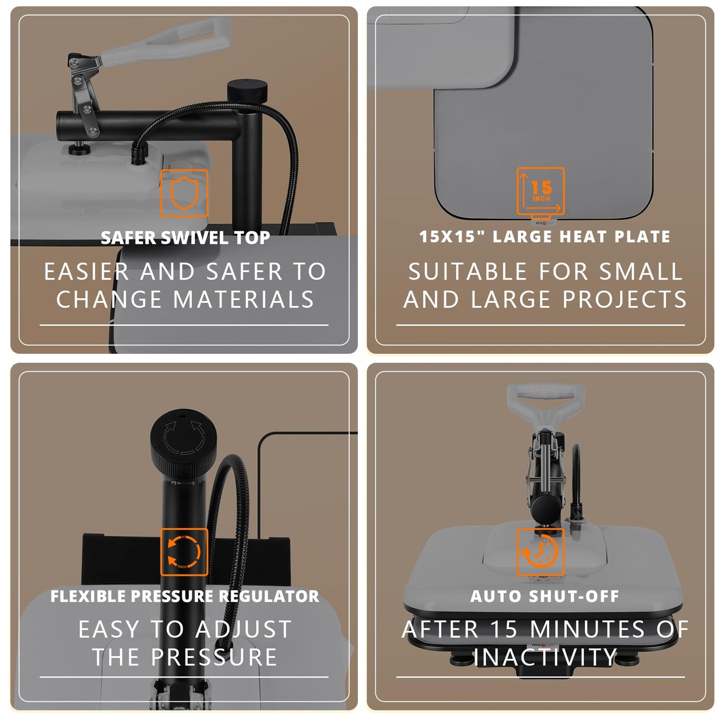 HTVRONT Heat Press Machine 15x15 - Swing Away Heat Press Machine for T Shirts - Professional Heat Press for Sublimation, Vinyl, Heat Transfer Projects, Heats Up Fast & Distribute Heat Evenly