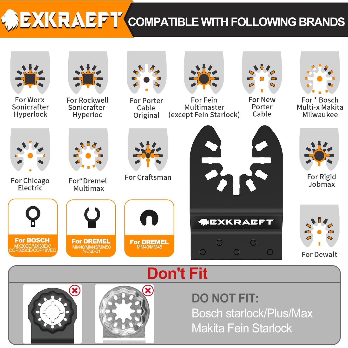 55 PCS Multitool Blades, Professional Universal Titanium Oscillating Tool Blade for Metal Wood Plastic, Japanese Teeth Fast Cutting Oscillating Saw Blades Fit Dewalt Milwaukee Ryobi Rockwell Fein